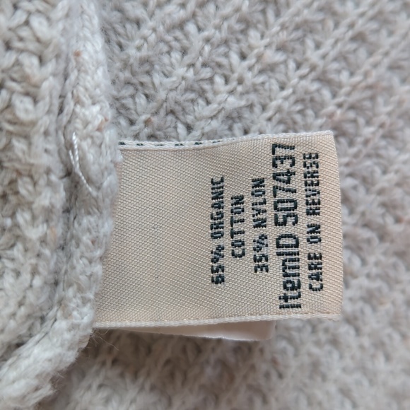 L.L. Bean Marled Open Front Open Weave Cardigan MEDIUM Beige Cream - Picture 2 of 16